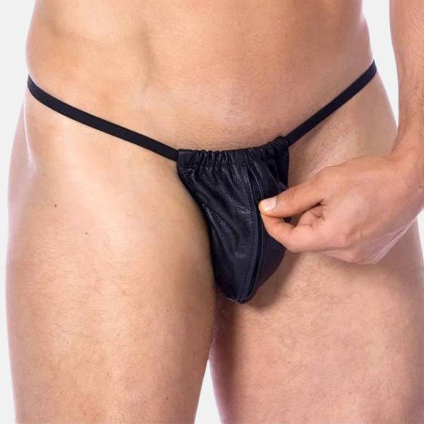STRING CUIR HOMME + ZIP T.U